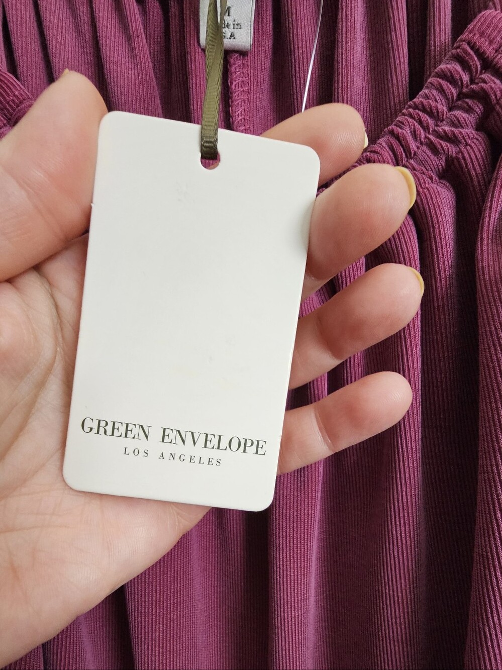 Green Envelope sleeveless gathered halter top tank ribbed fuschia womens medium - Picture 5 of 8